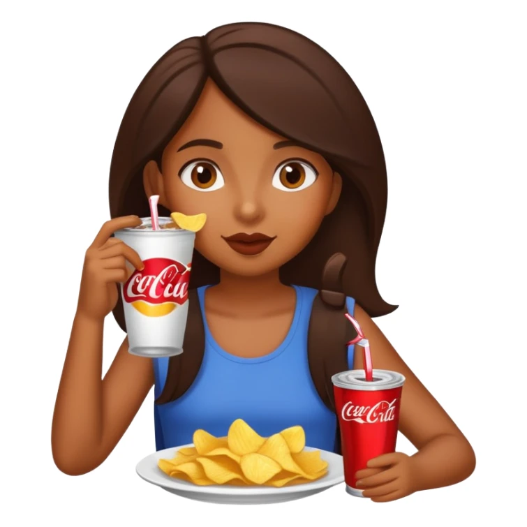 home brown girl with chips and cola  sticker
