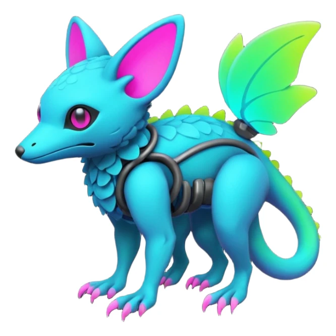 futuristic lush random-colored neon-colored Fakémon-Trico-creature (full body) sticker