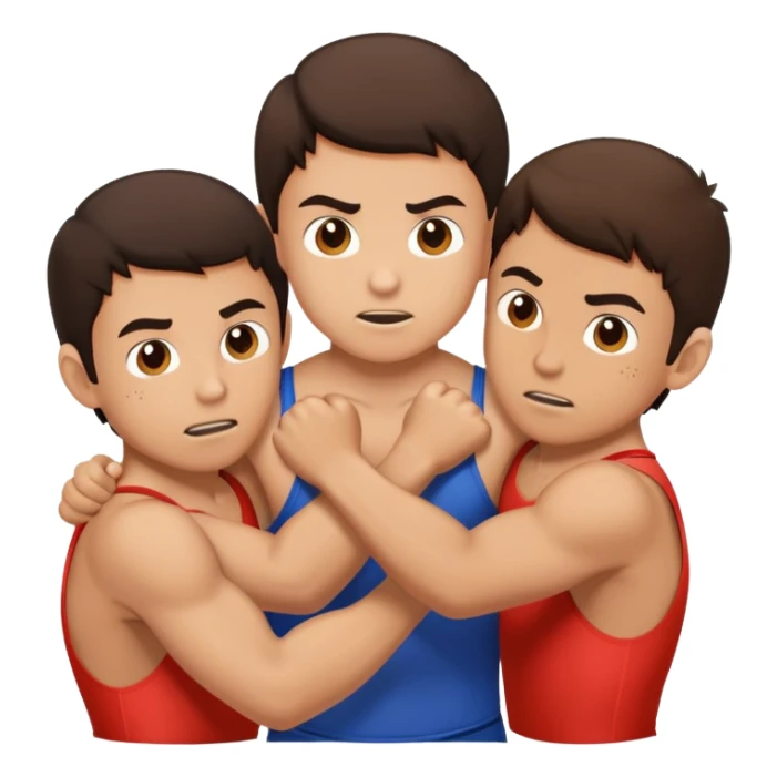 Three young brunette brothers wrestling each other sticker