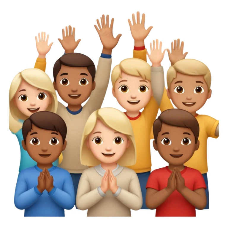 group of children clapping together, happy and supportive sticker
