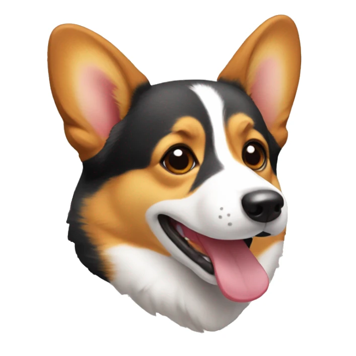 a tricolor corgi. who sticks out his tongue sticker