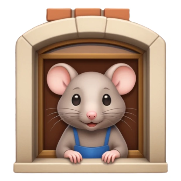 cute rat peeking out of a restaurant building sticker