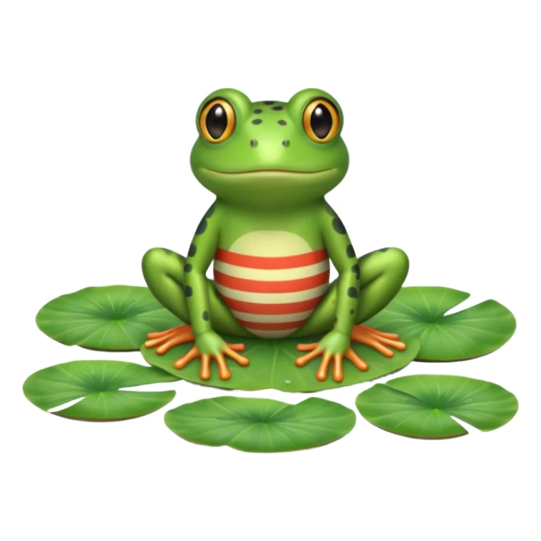 frog in striped pajamas on lily pad bed sticker