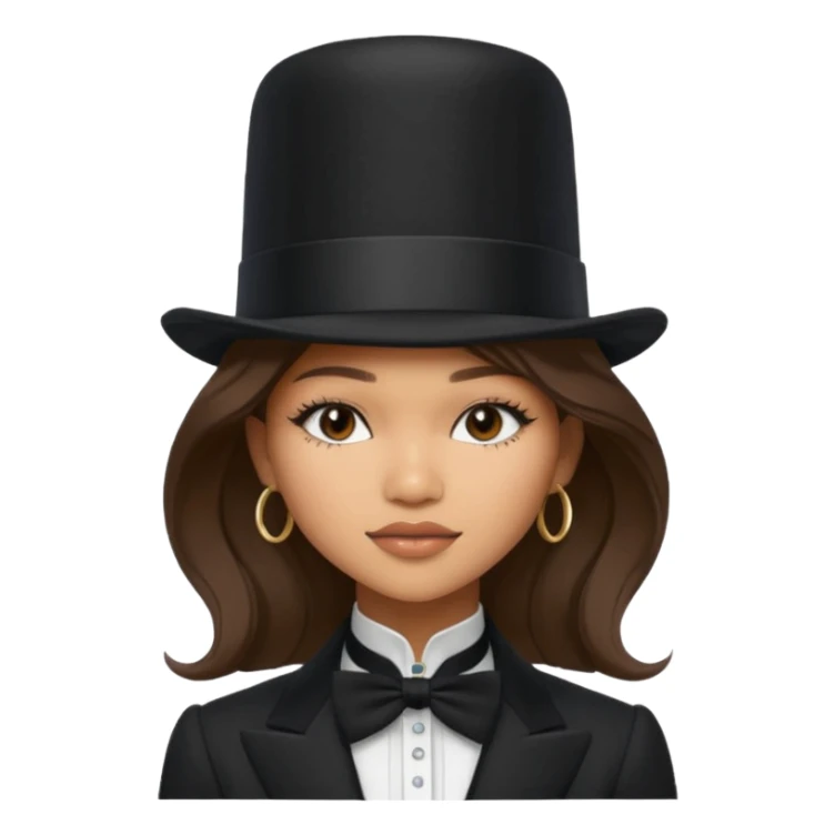 Zendaya wearing a top hat that is bigger than her  sticker