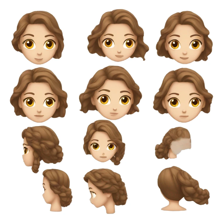 white girl, brown hair, thinking sticker