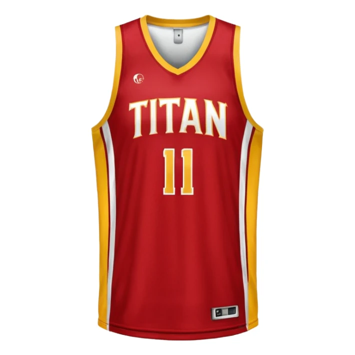 red, yellow, white titan basketball jersey sticker