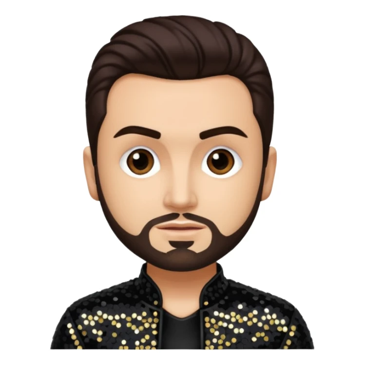Chris Kirkpatrick from 'N Sync with dark brown hair, black sequin outfit, light skin sticker