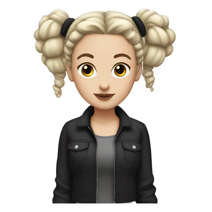 White girl with black tousled space buns sticker