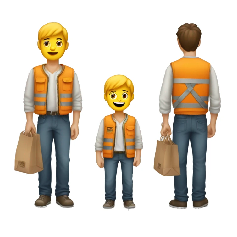 Ragazzo che lavora da amazon con pettorina gialla e un pacco di amazon in mano sticker