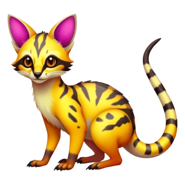 Exotic randomly colored colorful light cute lush neon-colored brightly colored Fakémon-Fionbri-Vernid-Genet-creature with markings (full body) sticker