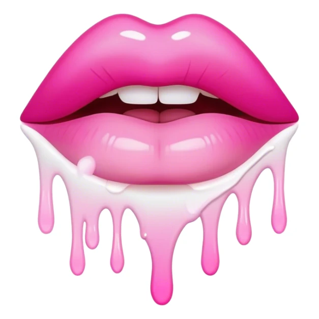 Floating pink ombre glossy lip with white dripping off sticker