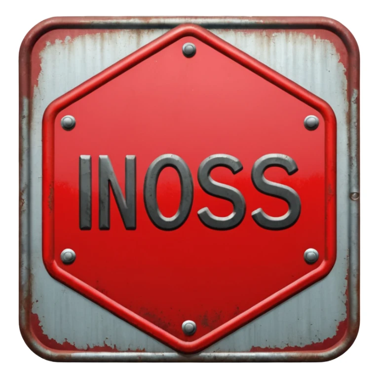 red, road sign, hexagonal, with the inscription SANCTIONS sticker