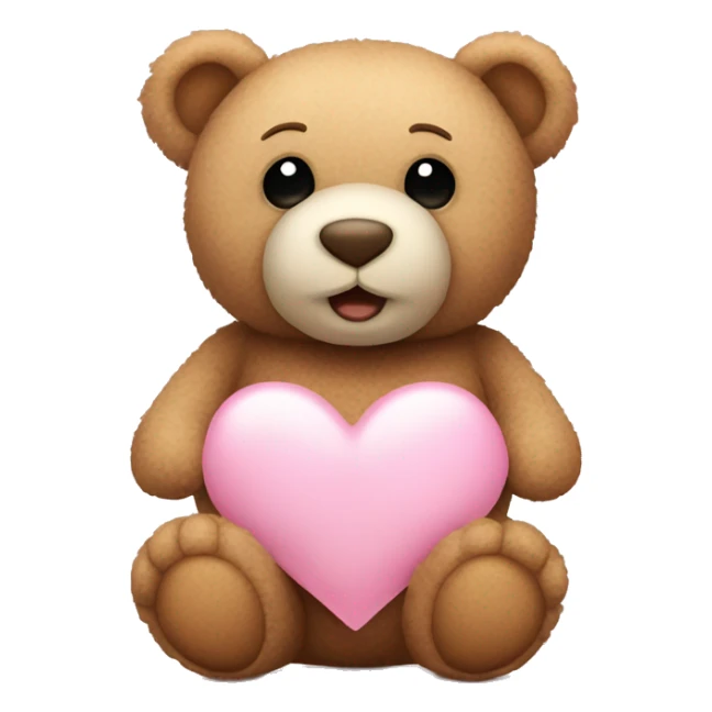 Teddy bear in front of light pink heart sticker