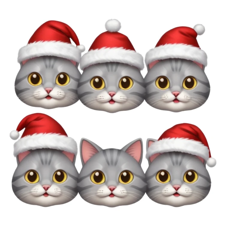 grey cats with Christmas hats sticker