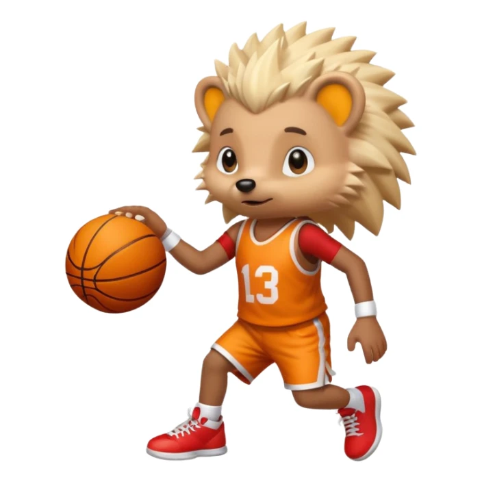 blonde hedgehog playing basketball sticker