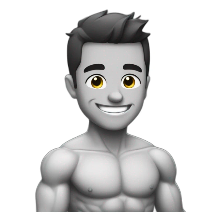 Giga Chad smiling black and white musculation meme a little from profile sticker