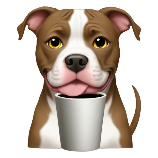 Cute pit bull with coffee mug  sticker