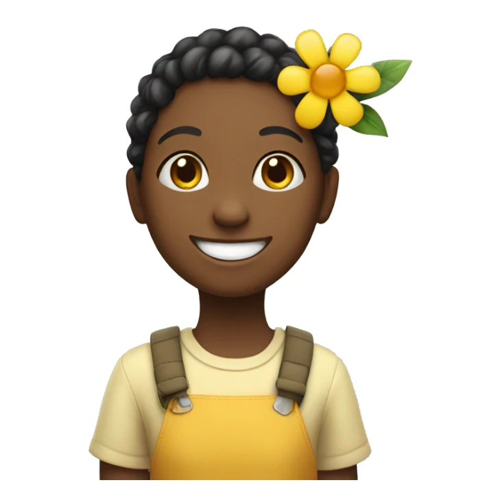 smiling girl with flower sticker