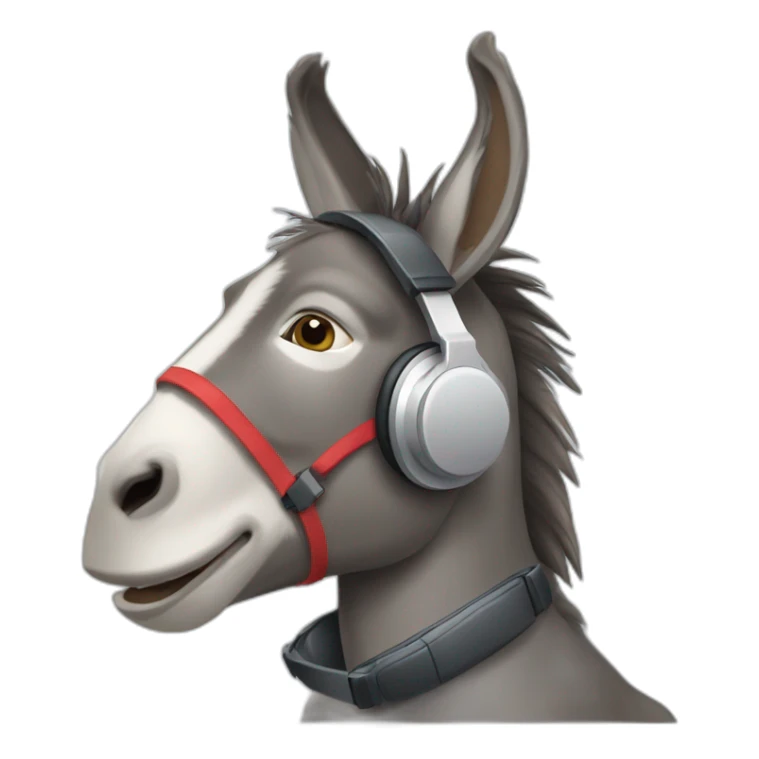 a donkey that was not alive but is now alive again wearing headphones sticker