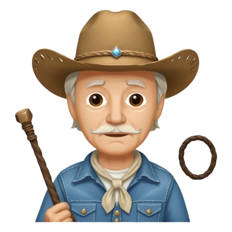 Give this emoji 🤠 a whip make it an old white guy with a whip  sticker