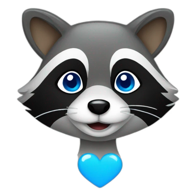 Raccoon with blue heart sticker