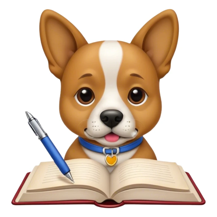 cachorro escrevendo um livro sticker