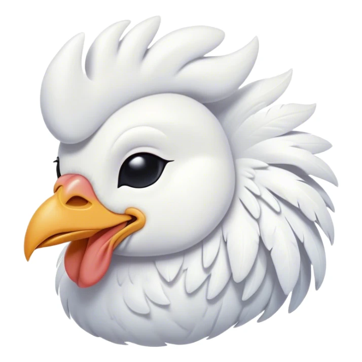 Meme-Worthy Cute Sleeping White Rooster Portrait Emoji, Head resting peacefully with a contented smile, showcasing a robust build and a luxuriously soft pure white plumage, eyes shut in a serene, restful nap, Simplified yet hilariously adorable features, highly detailed, glowing with a soft, drowsy light, high shine, relaxed and utterly lovable, stylized with an air of playful laziness, bright and heartwarming, soft glowing outline, capturing the essence of a comically sleepy rooster, so meme-worthy it feels like it could instantly become the next viral sensation of adorable slumber! sticker