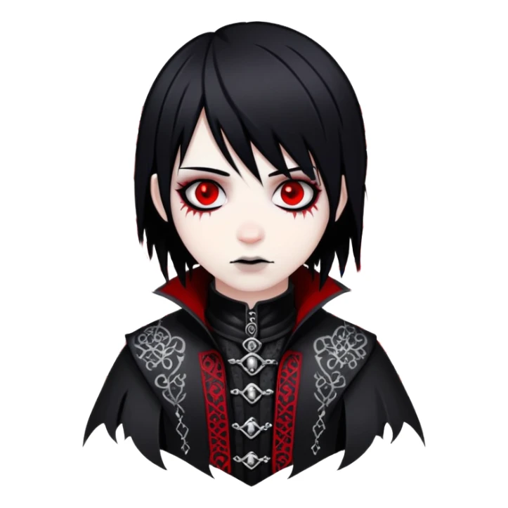 Dark evil Badass emo gothic black and silver with intricate red and white patterns  sticker