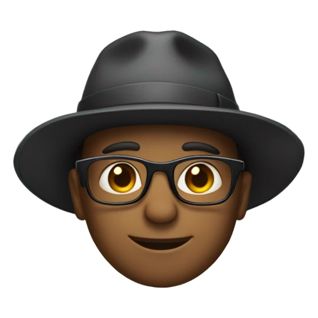 male with glasses and hat sticker