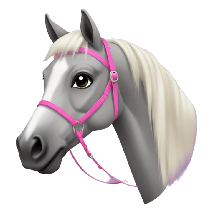 Grey Fjord horse mare with a pink halter sticker