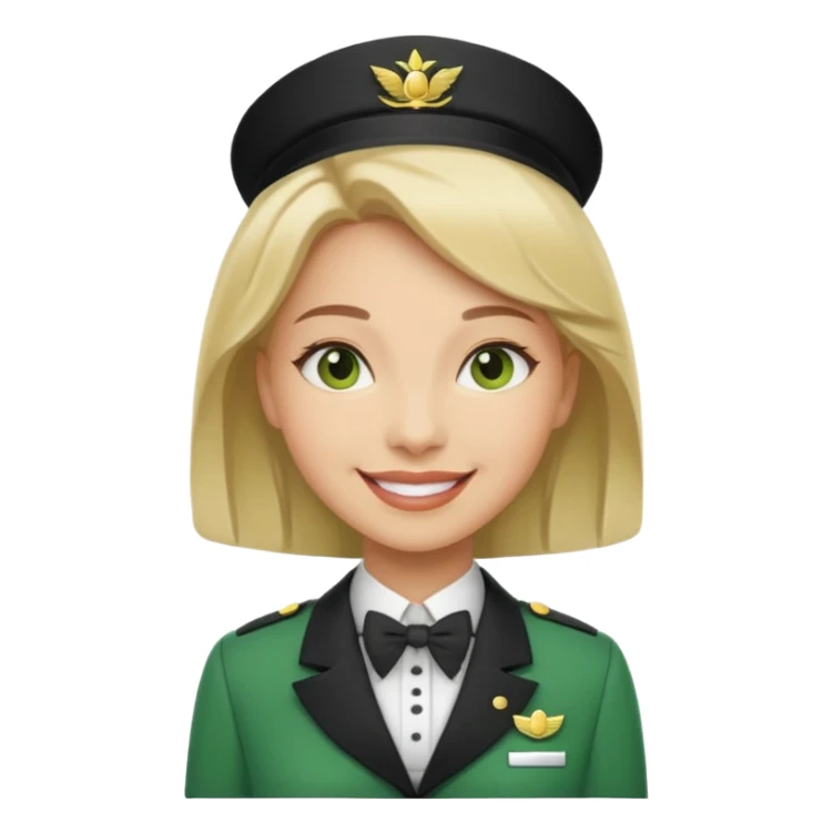Lady hotel butler with green uniform  sticker