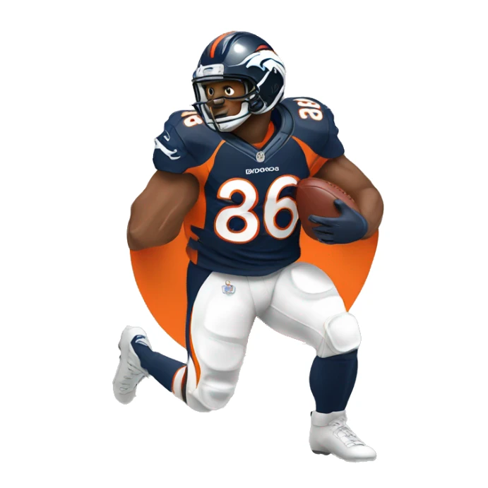 NFL football player, Denver broncos, in the end zone  sticker