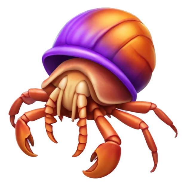 Purple orange smiling hermit crab cartoon  sticker