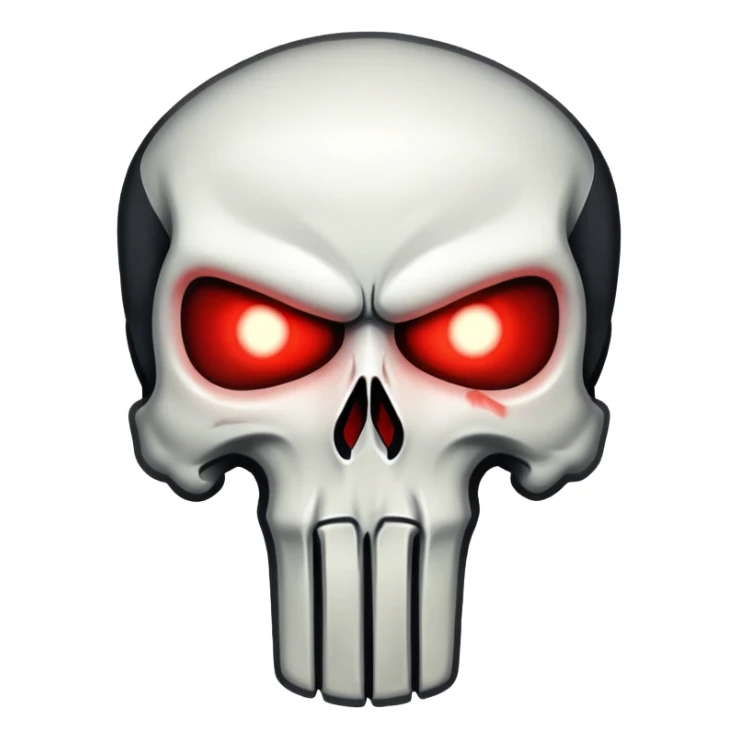 Punisher skull with glowing red eyes sticker