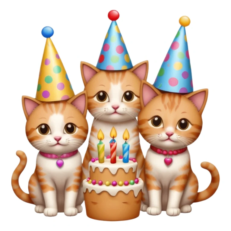 3 cats and a kitten at a birthday party sticker