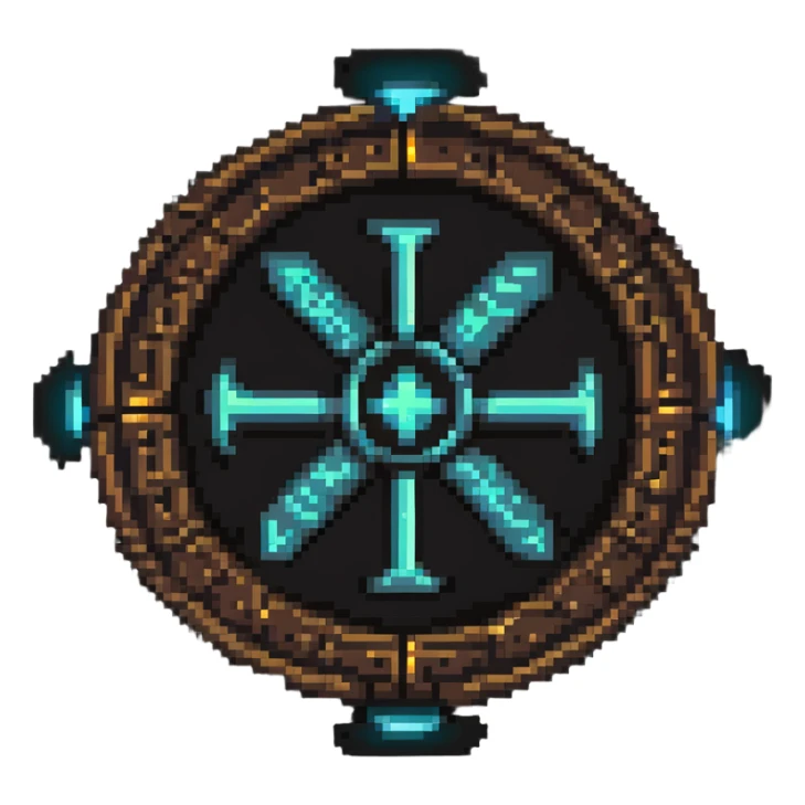 Special access token with ancient magical runes and glowing core sticker