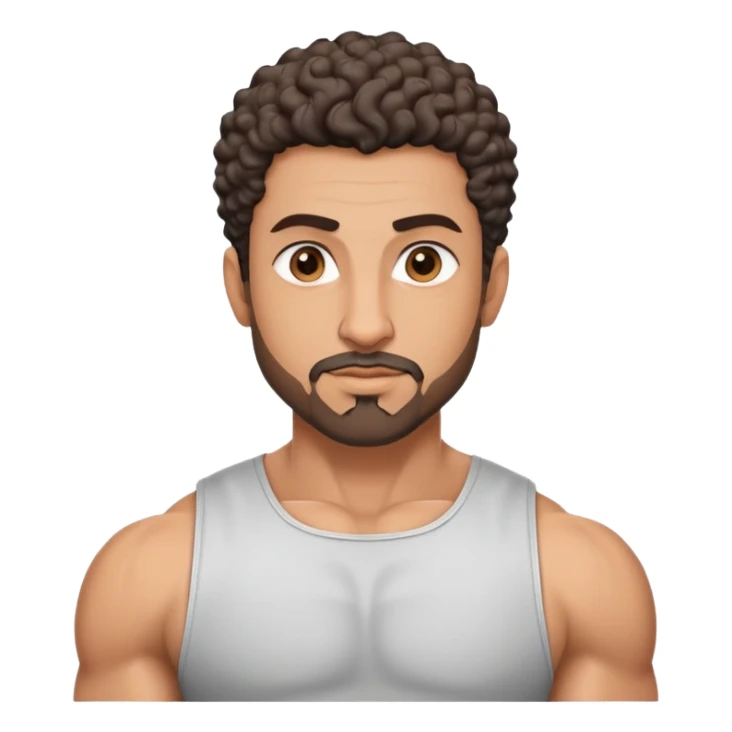 Arabischer hübscher mann mit muskeln, kurze haare locken mit seiten auf null und ziegenbart und modern sticker