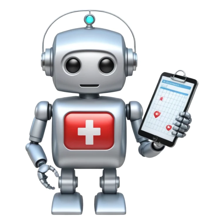 robot doctor with a medical chart, AI medical predictor sticker