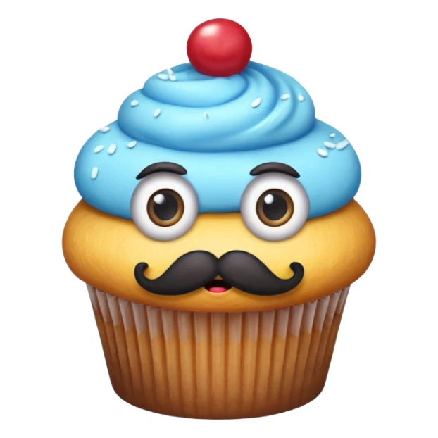 mustached cupcake big eyes sticker