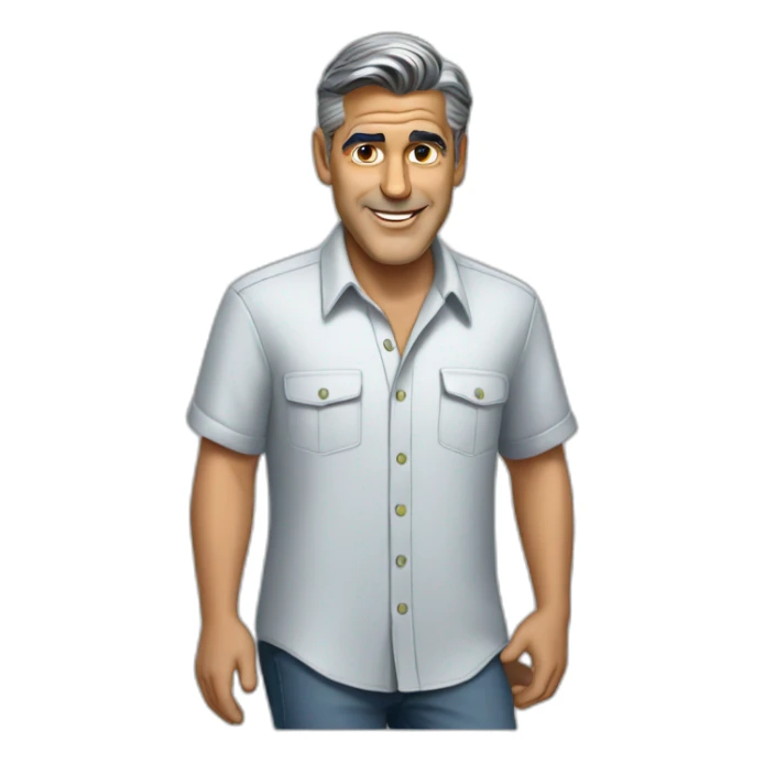 george clooney cartoon wearing shirt sticker