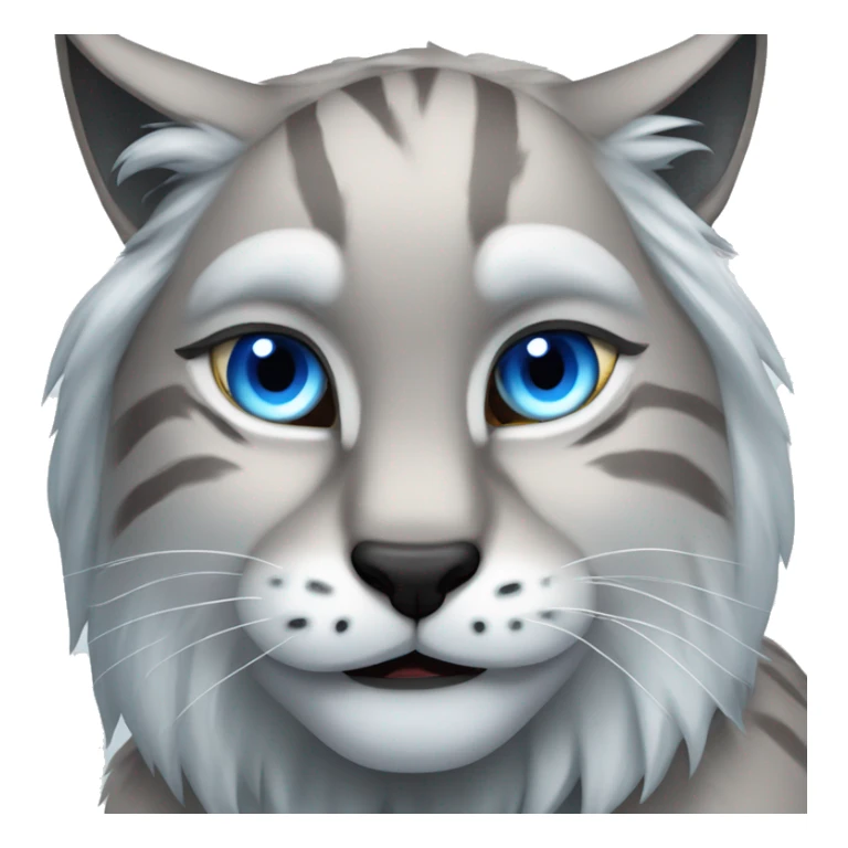 Grey lynx blue eyes growling fangs sticker