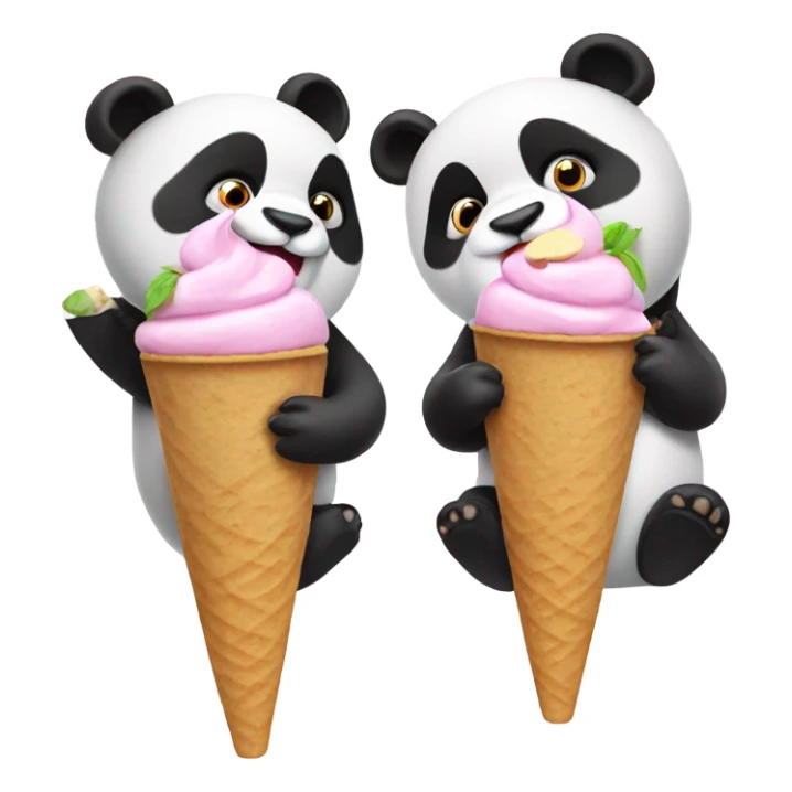 2 pandas eating ice cream sticker