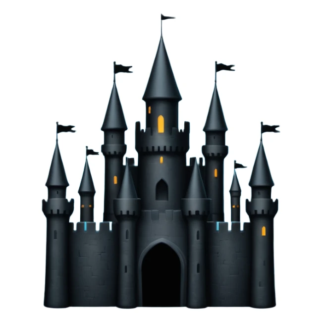 iOS emoji, minimal dark fantasy, black castle silhouette, flat sticker
