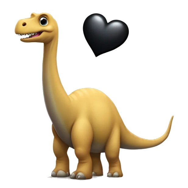 Diplodocus sits on his butt and holds a black heart in his hands   sticker