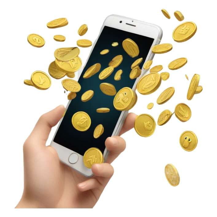 coins fly out of the phone screen sticker