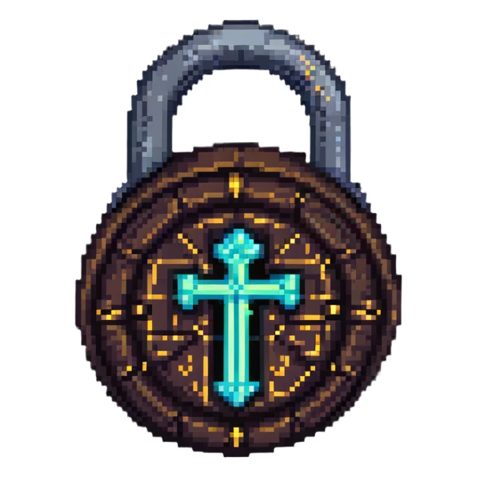 A fantasy magic lock with runes and glowing magical aura sticker