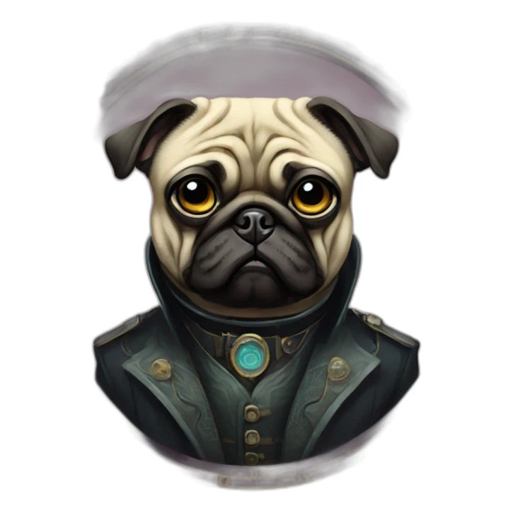 A cyberpunk pug in Art Nouveau style during 1910 sticker