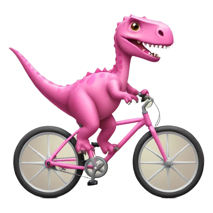 Pink dinosaur riding a bike sticker
