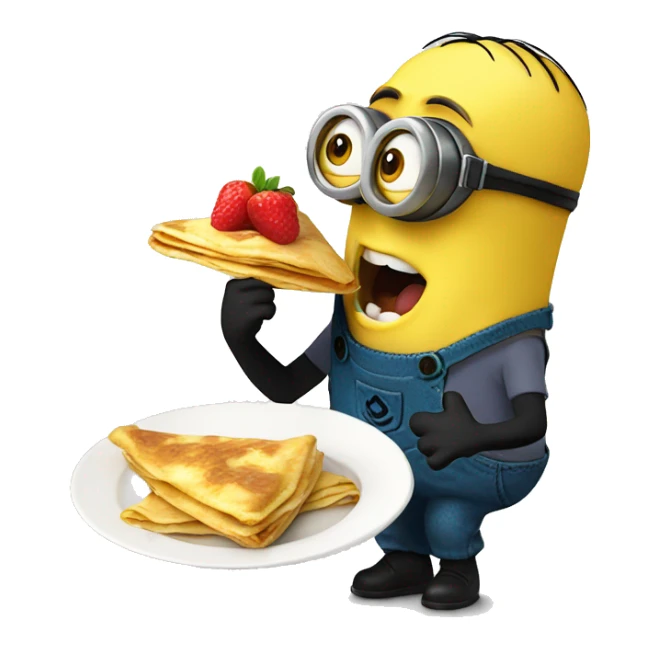 A minion eating crêpes sticker