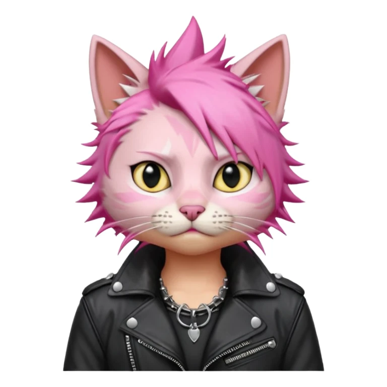 punker cat pink haired body shot sticker